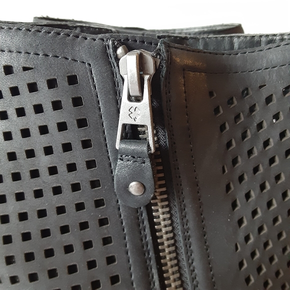 Lucky Brand black perforated leather booties - Picture 5 of 9